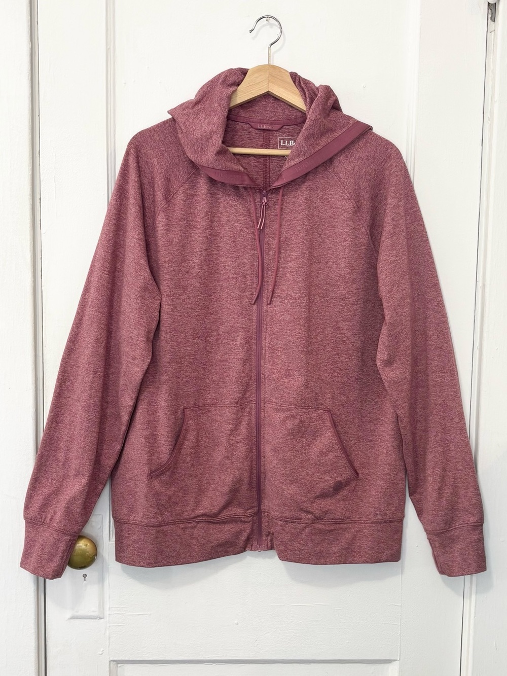 L.L. Bean Women's Performance Full-Zip Hoodie, Heathered Mauve, Size XL Reg